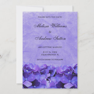 Purple Hydrangea Save the Date Announcement