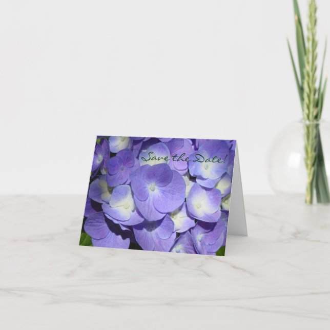 Purple Hydrangea Save the Date Card (Front)