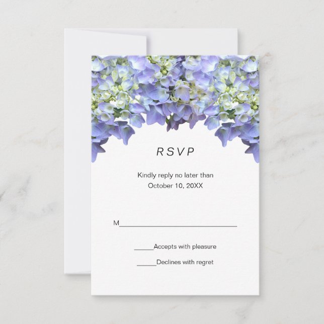 Purple Hydrangea Simple Wedding RSVP Card (Front)