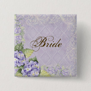 Purple Hydrangea Swirl -  Bridal Party Button