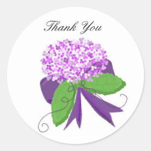 Purple Hydrangea Thank You Classic Round Sticker