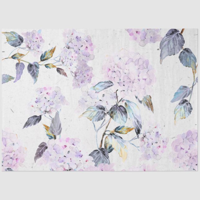 Purple Hydrangea Tissue Paper in Watercolor (Front)