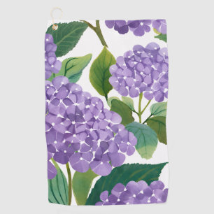Purple Hydrangea Watercolor Floral Coastal Golf Towel