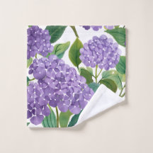 Purple Hydrangea Watercolor Floral Coastal