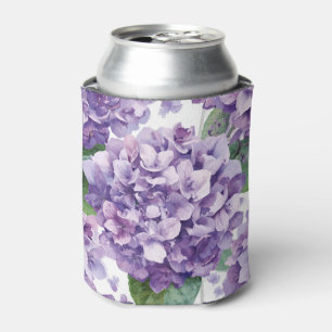 Purple Hydrangea Watercolor Floral Lavender Bloom  Can Cooler
