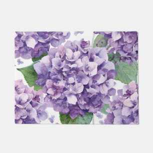 Purple Hydrangea Watercolor Floral Lavender Bloom  Doormat