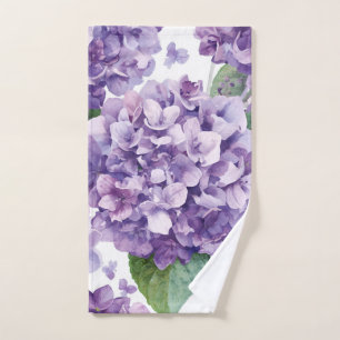 Purple Hydrangea Watercolor Floral Lavender Bloom  Hand Towel