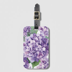 Purple Hydrangea Watercolor Floral Lavender Bloom  Luggage Tag