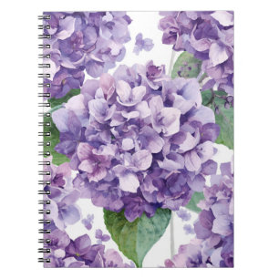 Purple Hydrangea Watercolor Floral Lavender Bloom  Notebook