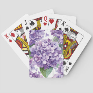 Purple Hydrangea Watercolor Floral Lavender Bloom  Playing Cards