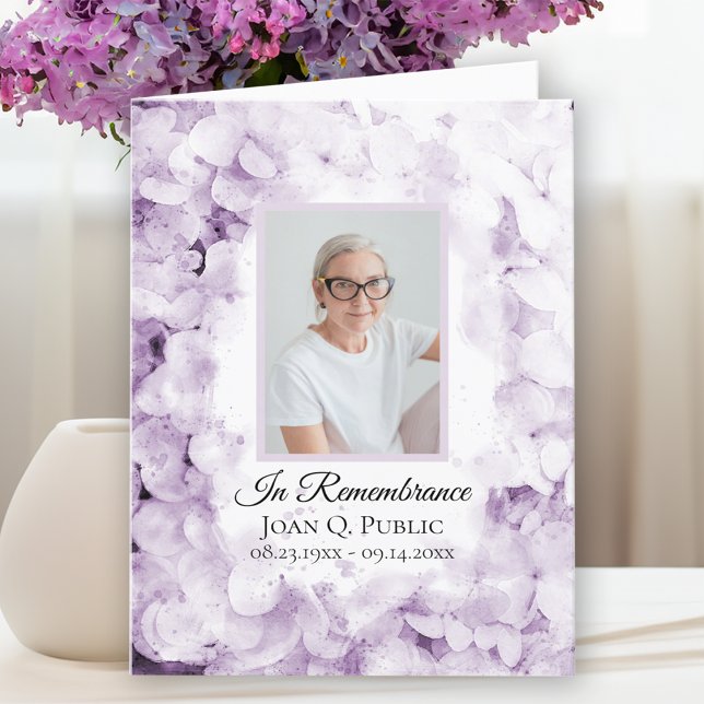 Purple Hydrangea Watercolor Funeral Sympathy Thank You Card (Creator Uploaded)