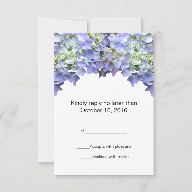 Purple Hydrangea Wedding RSVP Card (Front)
