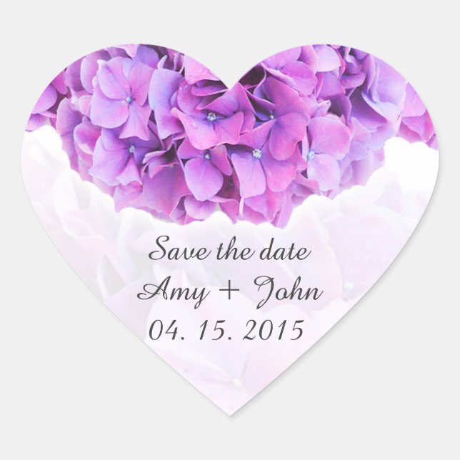 Purple hydrangea wedding stickers hydrangea4 (Front)