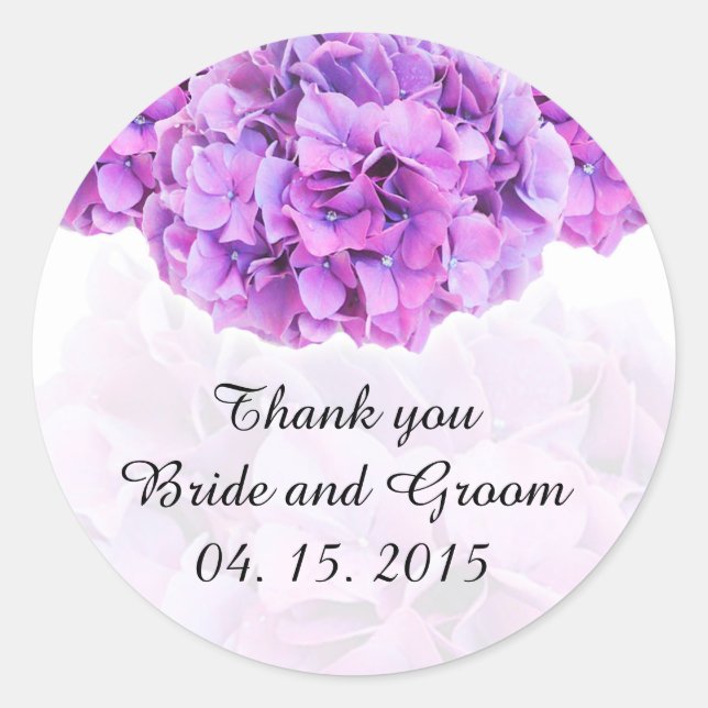 Purple hydrangea wedding stickers hydrangea4 (Front)