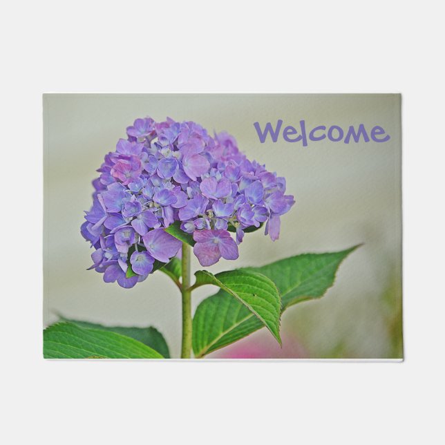 Purple Hydrangea Welcome Mat (Front)