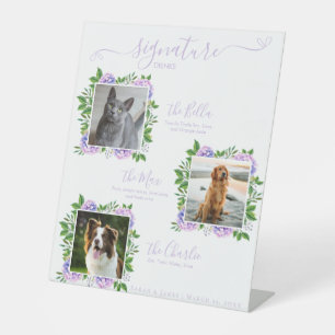 Purple Hydrangeas 3 Photo Pet Signature Drink Pedestal Sign