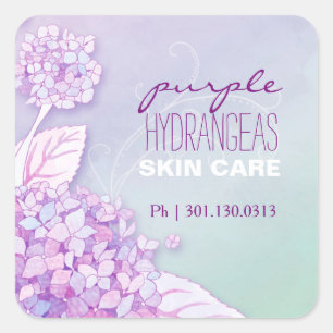 Purple Hydrangeas Business Advertising Square Sticker