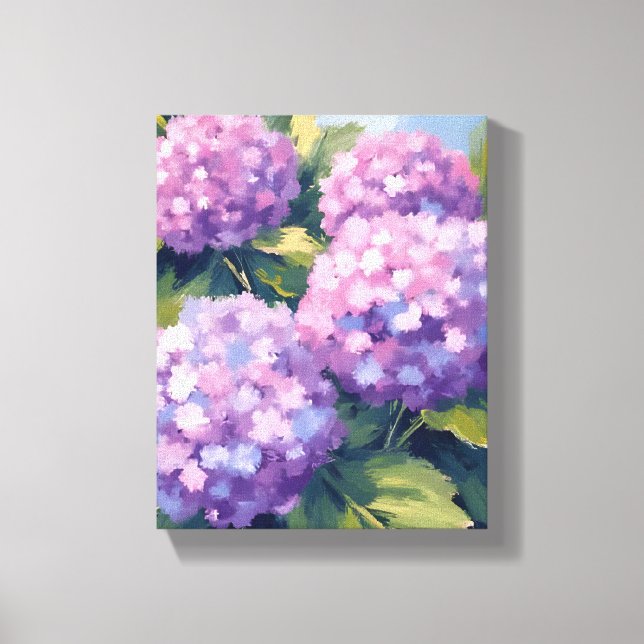 Purple Hydrangeas Floral Watercolor Painting Canvas Print (Front)