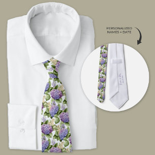 Purple Hydrangeas Personalised Watercolor Tie
