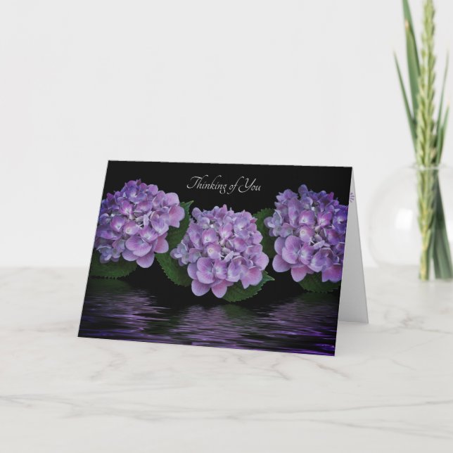 Purple Hydrangeas Thinking of You Card (Front)