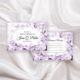 Purple Hydrangeas Watercolor Share Memory Funeral  Card