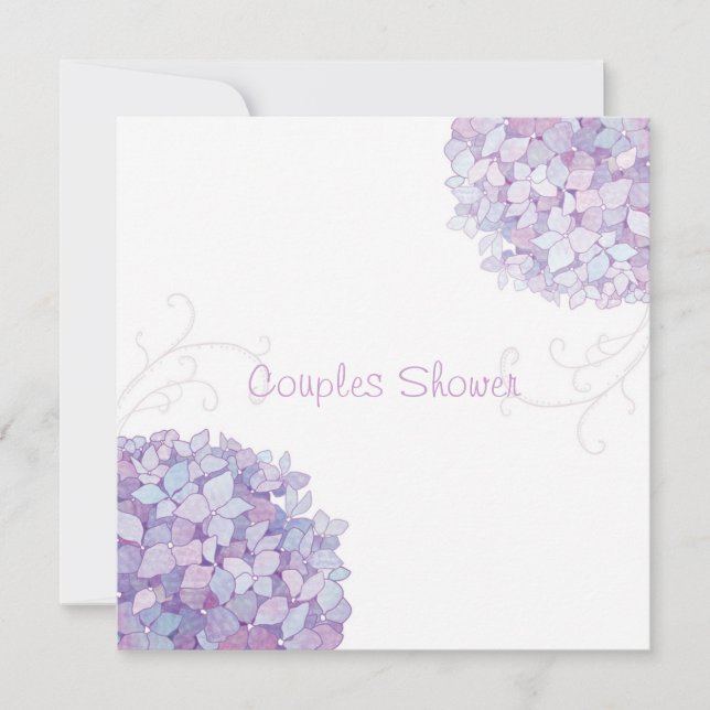 Purple Hydrangeas Wedding Couples Shower Invitation (Front)