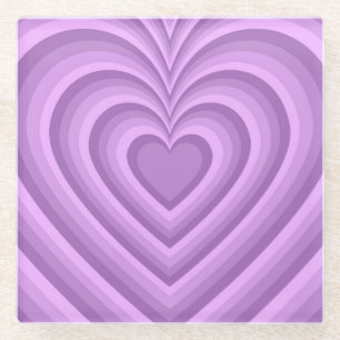 Purple Hypnotic Heart Love Pattern Glass Coaster