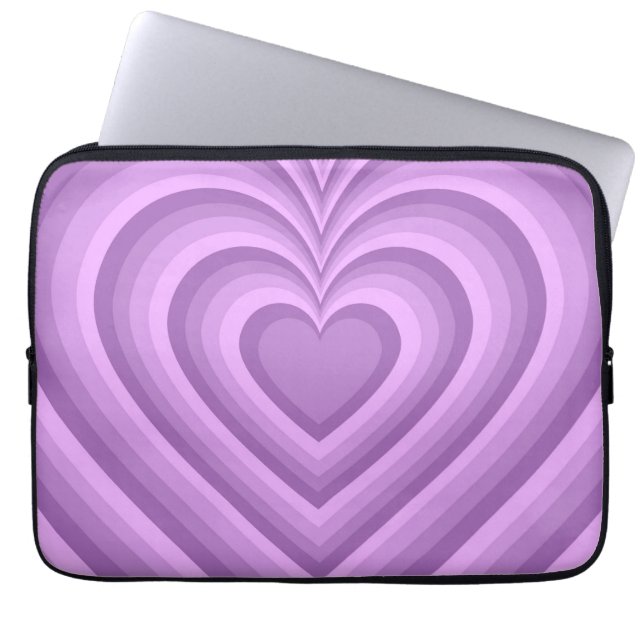 Purple Hypnotic Heart Love Pattern Laptop Sleeve (Front)