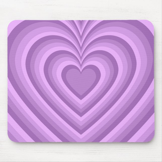 Purple Hypnotic Heart Love Pattern Mouse Mat (Front)
