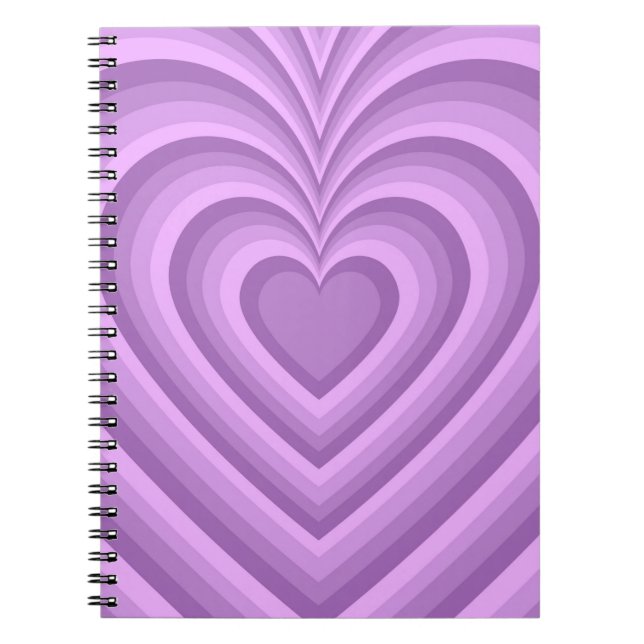 Purple Hypnotic Heart Love Pattern Notebook (Front)