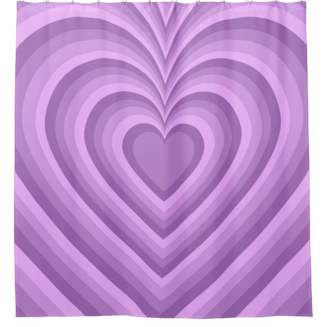 Purple Hypnotic Heart Love Pattern Shower Curtain (Front)
