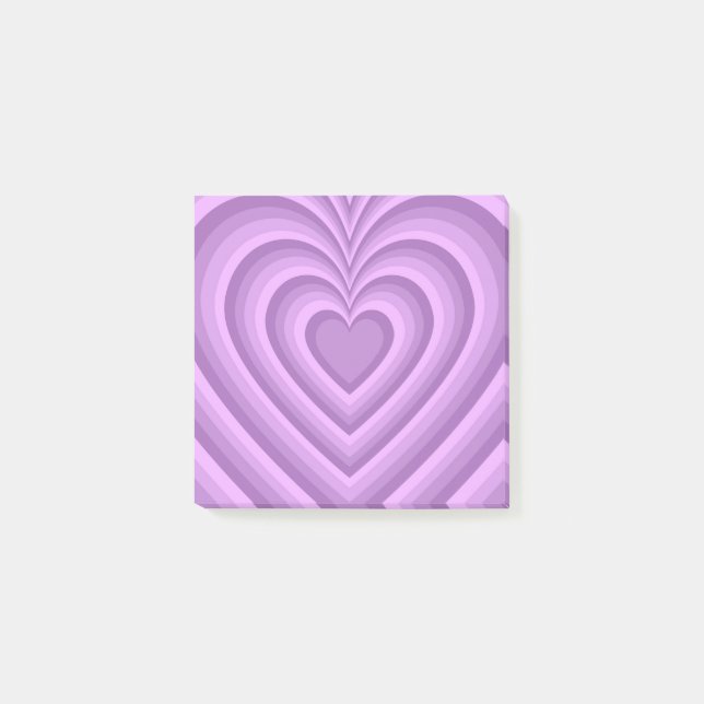 Purple Hypnotic Heart Pattern Chic & Retro Post-it Notes (Front)
