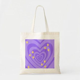 Purple hypnotic heart pattern Y2K with sparkles Tote Bag