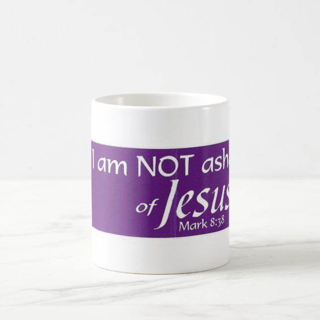 PURPLE_I AM NOT ASHAMED OF JESUS MUG_Mark838 Coffee Mug (Center)