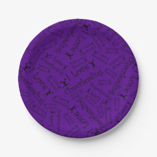Purple I love cheerleading Paper Plate