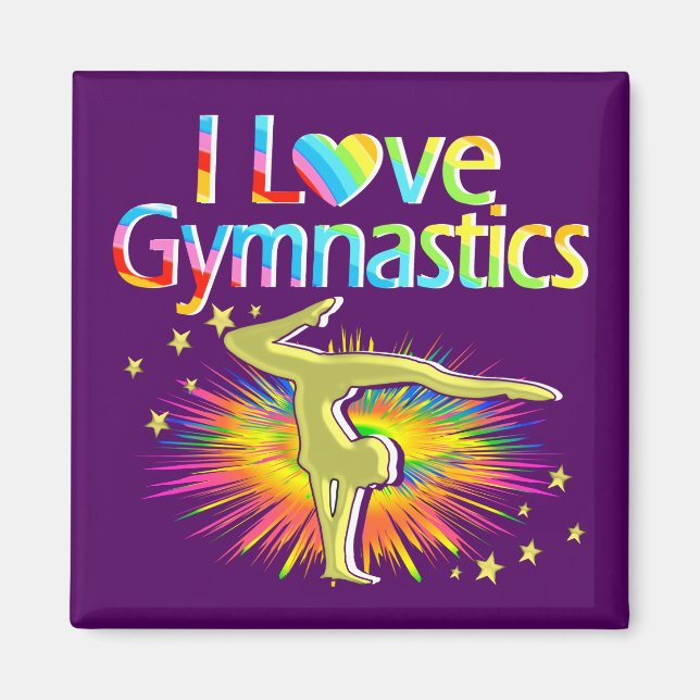 PURPLE I LOVE GYMNASTICS MAGNET (Front)