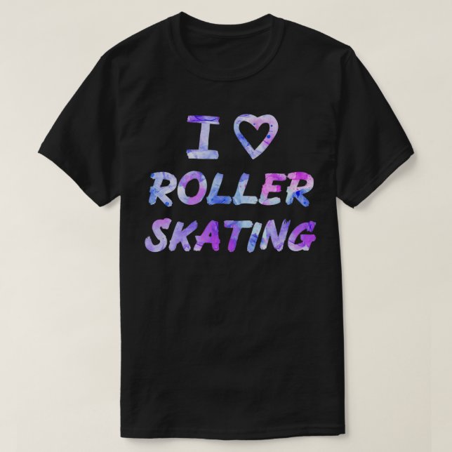 Purple I Love Roller Skating T-Shirt (Design Front)