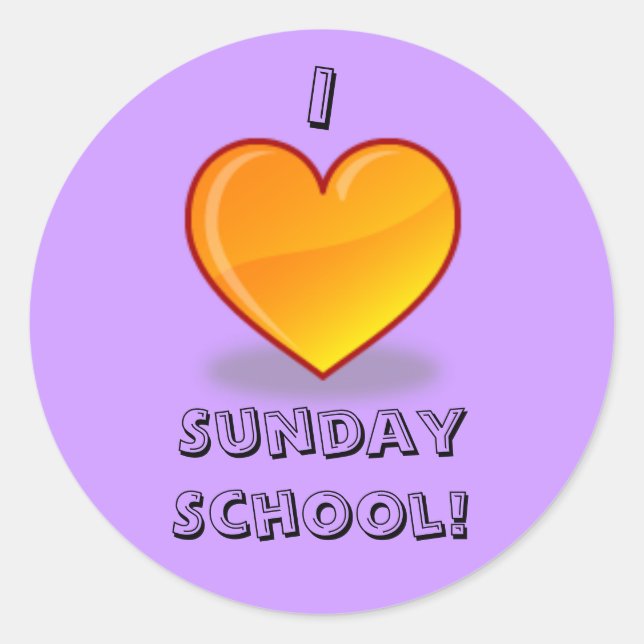 Purple I love sunday school stickers (Front)