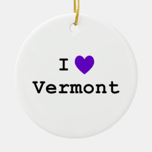Purple I Love Vermont Ceramic Tree Decoration