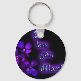 Purple I Love You Mum design Key Ring