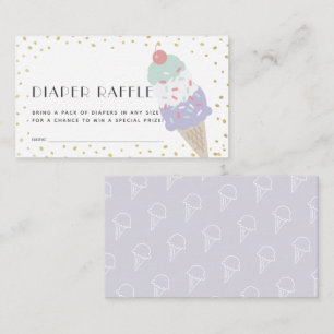 Purple Ice Cream Baby Shower Diaper Raffle Ticket Enclosure Card