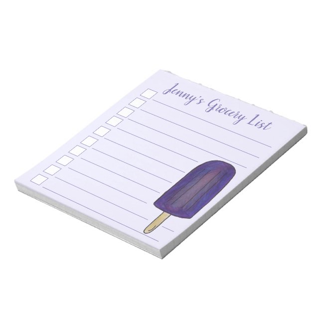 Purple Ice Lolly Purple Popsicle Grocery List Notepad (Rotated)