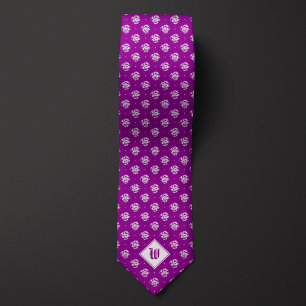 Purple Iconic Dragon Monogram Tie