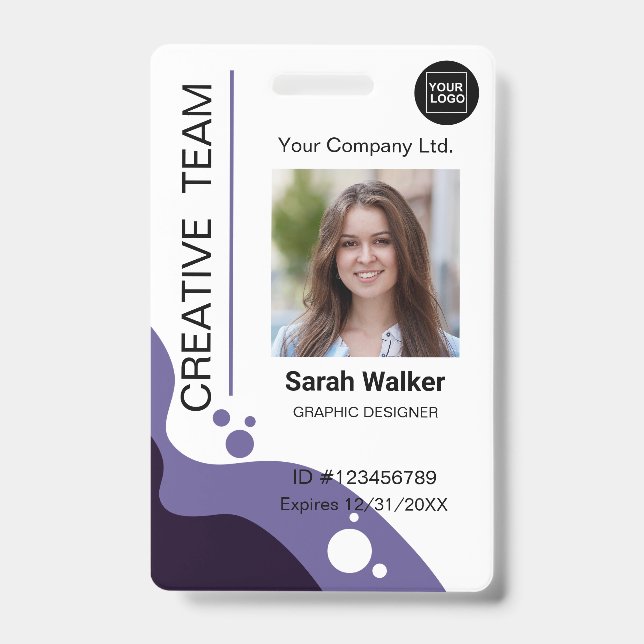 Purple ID Badge Photo Creative Design Team (Front)