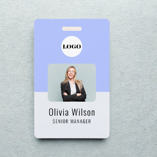 Purple ID Card Business Logo Employee Photo Badge