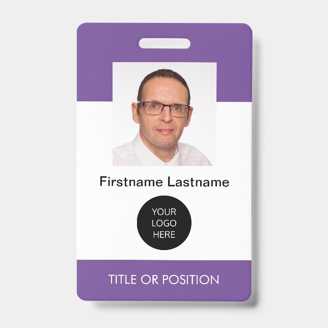 Purple ID Photo Name Badge (Front)