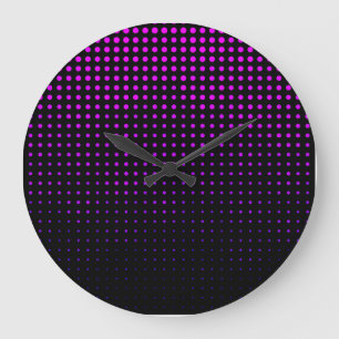 Purple Illuminated led Halftone Glowing grid patte Large Clock