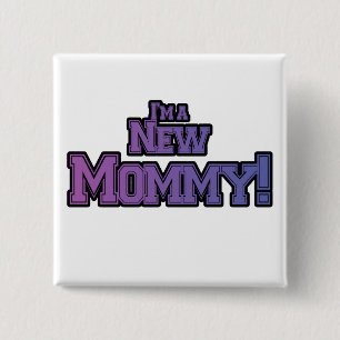 Purple I'm A New Mummy Tshirts and Gifts 15 Cm Square Badge