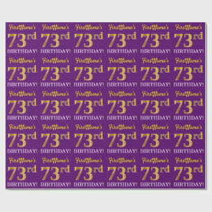 Purple, Imitation Gold Look "73rd BIRTHDAY" Wrapping Paper