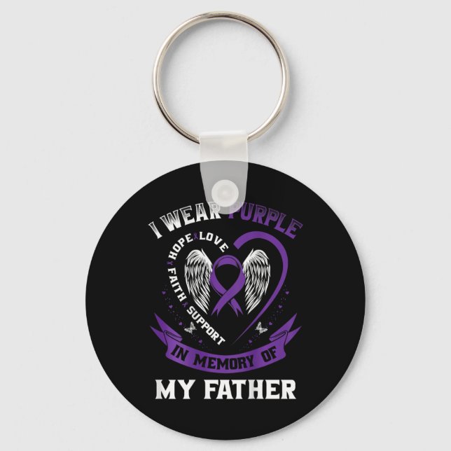 Purple In Memory Of Father Dad Pancreatic Cancer B Key Ring (Front)